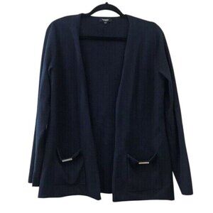 Premise Studio Size L Open Front Knit Cardigan Sweater Lagenlook Pockets Career